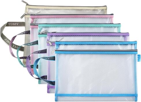 4 Pack Double-Layer Mesh Zipper Pouch Bags with Handle,EVA Puzzle Storage and Organizer,A4 Letter Size,Waterproof Plastic Zipper Pouches,Clear Document File Folder for School/Travel/Office in Saudi Arabia