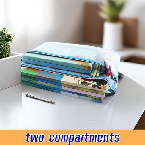 4 Pack Double-Layer Mesh Zipper Pouch Bags with Handle,EVA Puzzle Storage and Organizer,A4 Letter Size,Waterproof Plastic Zipper Pouches,Clear Document File Folder for School/Travel/Office in Saudi Arabia