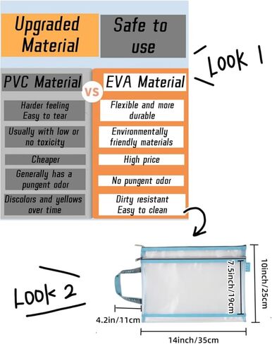 4 Pack Double-Layer Mesh Zipper Pouch Bags with Handle,EVA Puzzle Storage and Organizer,A4 Letter Size,Waterproof Plastic Zipper Pouches,Clear Document File Folder for School/Travel/Office in Saudi Arabia