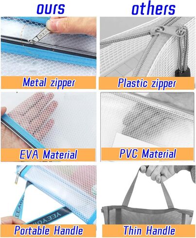 4 Pack Double-Layer Mesh Zipper Pouch Bags with Handle,EVA Puzzle Storage and Organizer,A4 Letter Size,Waterproof Plastic Zipper Pouches,Clear Document File Folder for School/Travel/Office in Saudi Arabia