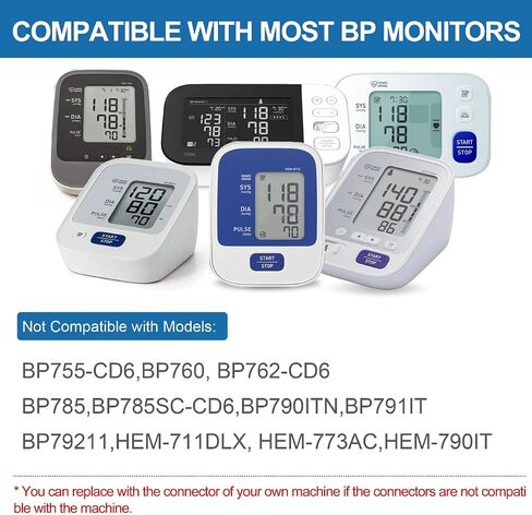 9"-17" Blood Pressure Cuff Arm, Wide-Range Standard/Medium to Large Replacement Cuff Fits M&L Size Arms, 6 Sizes of Connectors Compatible with Omron and Other Brand BP Machines (BP Cuff Included Only) in Saudi Arabia
