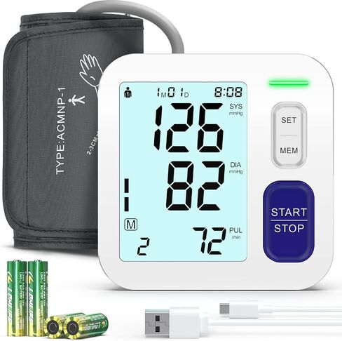 Upper Arm Blood Pressure Monitor - Large BP Cuff 9-17 Inches, Automatic Digital BP Machine for Home Use with Backlit LCD, Dual-User Mode, Pulse Rate Meter, 3-Color Hypertation Indicator in Saudi Arabia
