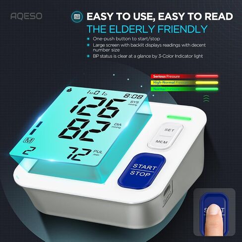 Upper Arm Blood Pressure Monitor - Large BP Cuff 9-17 Inches, Automatic Digital BP Machine for Home Use with Backlit LCD, Dual-User Mode, Pulse Rate Meter, 3-Color Hypertation Indicator in Saudi Arabia