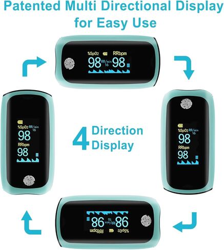 مقياس التأكسج النبضي القابل لإعادة الشحن، مقياس التأكسج النبضي مع الجهاز التنفسي، مراقب معدل التنفس، أجهزة مراقبة معدل التنفس، مقياس التأكسج النبضي للاستخدام في الطيران الرياضي فقط (أخضر) in Kuwait
