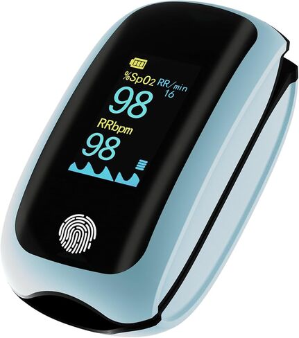 مقياس التأكسج النبضي القابل لإعادة الشحن، مقياس التأكسج النبضي مع الجهاز التنفسي، مراقب معدل التنفس، أجهزة مراقبة معدل التنفس، مقياس التأكسج النبضي للاستخدام في الطيران الرياضي فقط (أخضر) in Kuwait