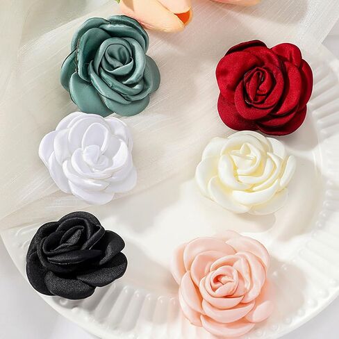 Elegant Satin Fabric Rose Flower Brooches Pins for Women Dainty Silk Camellia Flower Brooches Lapel Pins Colorful Flower Brooches Pin for Women Wedding Party Prom Dress Jewerly 2024 in Saudi Arabia