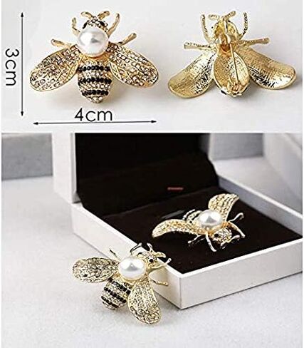 2 حزمة حجر الراين لؤلؤة النحل بروش دبابيس عسل النحل قلادة / بروش الأزياء كريستال دبابيس الحشرات in Kuwait