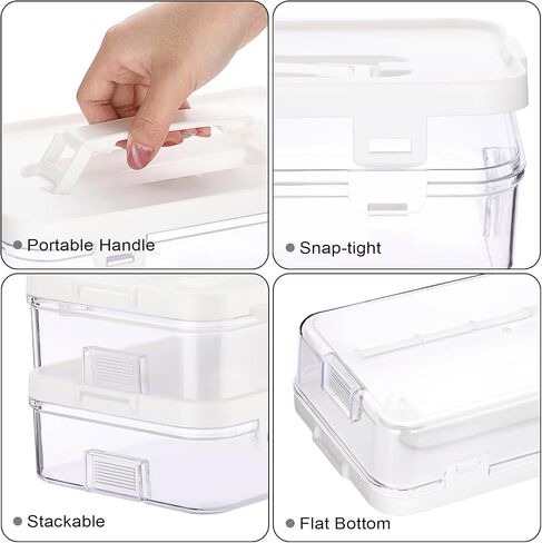 BTSKY Clear Plastic Storage Container with Lid & Handle, Multipurpose Craft Organizers and Storage Box, Easy Carry & Stack Flat Storage Box for Pencils Markers Crayons Sticky Notes, 1 Pack in Saudi Arabia