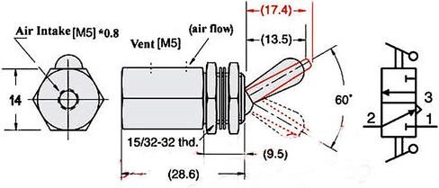 TV-3S Electric Solenoid Air Valve Knob Toggle Value Switch, Pneumatic Mechanical Air Valve 2 Position 3 Way in Saudi Arabia