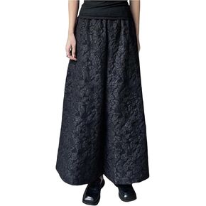 MakeMeChic Women's Business Floral Palazzo Pants Elegant Vintage Elastic Waist Wide Leg Textured Trousers in Kuwait