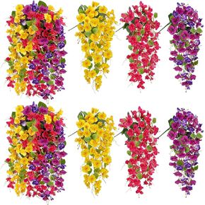 12 قطعة من النباتات المعلقة المزيفة في الهواء الطلق ونباتات معلقة صناعية وأوراق الأوكالبتوس ونباتات صناعية بلاستيكية لغرفة الحائط والحديقة وإكليل داخلي وفي الهواء الطلق وديكور الربيع والصيف بدون سلة in Kuwait