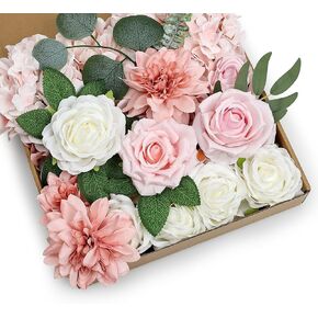 مجموعة كومبو من الزهور الاصطناعية، ديكور زهور حريرية وهمية مع سيقان لورود DIY لحفلات الزفاف وباقات الزفاف وترتيبات زينة الكيك في الداخل والخارج (أرجواني) in Kuwait