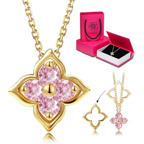 18K Gold Plated Four Leaf Clover Necklace for Women, Dainty Lucky Clover Pendant, Adjustable Chain, Minimalist Delicate Jewelry, Birthday Anniversary Mothers Day Gifts for Her in Saudi Arabia