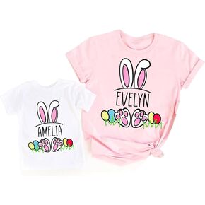 تي شيرتات أرنب مخصصة، قمصان أرنب عيد الفصح مخصصة للأم والأطفال، طفل، تي شيرت مطبوع عليه بيض عيد الفصح الباستيل للأطفال، قمصان للأطفال الصغار، تي شيرتات كاجوال بأكمام قصيرة، مطابقة لعيد الفصح العائلي in Kuwait