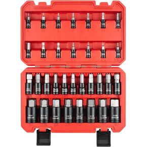 33PCS Hex Bit Socket Set 1/4", 3/8", & 1/2" Drive, Allen SAE & Metric Socket Set, 5/64-Inch to 3/4-Inch, 2mm to 19mm With Case in Kuwait