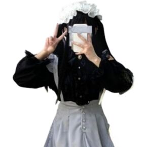 Lolita Shirts Jirai Kei Fashion Kawaii Clothing Goth Shirts Women Lace Mesh Sheer Long Sleeve Blouse in Kuwait