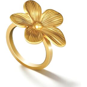 14K Gold Plated Surgical Hypoallergenic Stainless Steel Dainty Flower Ring for Women in Kuwait