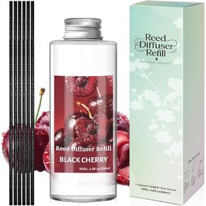 STRN Reed Diffuser Oil Refill, Black Cherry Scented Diffuser Oil Refills with 6 Reed Sticks 200ML(6.8fl.oz), Room Fresheners for Home, Long-Lasting Fragrance for Living Room, Bedroom, Office in Kuwait