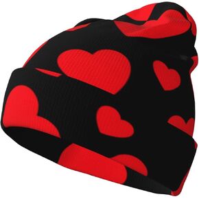 Valentine's Red Heart Slouchy Beanie Cap for Men Women Winter Knit Warm Thick Skully Stocking Hat in Kuwait