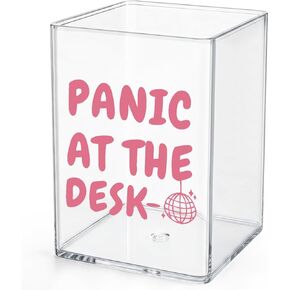 Pink Funny Panic at the Desk Girly Office Quotes Desk Pencil Holder Appreciation Administrative Professional Day Gifts for Women Men Manager Coworker Friend Acrylic Pen Holder Pencil Pen Cup in Saudi Arabia
