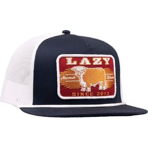 قبعة Lazy J Ranch باللونين الأزرق الداكن والأبيض Wildfire Classic Rope Trucker - قبعات ريفية قابلة للتعديل للجنسين in Kuwait