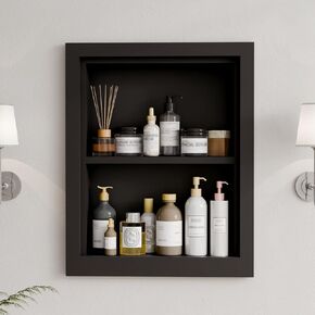Solid Wood 14 X 18 Recessed Medicine Cabinet,2-Tier, Medicine Cabinet Organizer,Wall Niche, Bathroom Wall Cabinet, Recessed Bathroom Cabinet,Recessed Wall Cabinet, Bathroom Cabinet With Storage, White in Saudi Arabia
