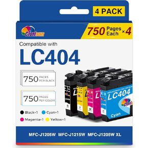 Clorisun LC404 Ink Cartridges for Brother Printer Compatible for MFC-J1205W Ink Cartridges MFC-J1215W MFC-J1205W XL Printer (Black Cyan Magenta Yellow, 4Pack) LC404 Ink in Kuwait