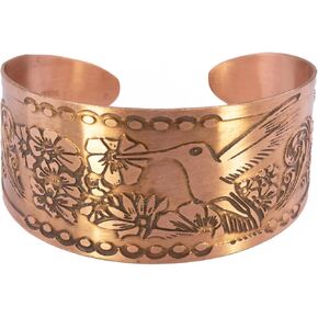 سوار من النحاس الصلب مع طائر طنان وزخارف نباتية، سوار الكفة المدبب ذو الطراز الريفي العتيق in Kuwait