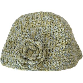 قبعة محبوكة مصنوعة يدويًا، قبعة أنيقة على شكل زهرة، قبعة ناعمة دافئة، أغطية رأس شتوية أنيقة للنساء باللون الأزرق in Kuwait