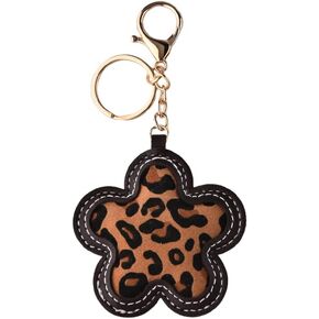 Leopard Printed Flower Shaped Keychain Cheetah Print Floral Bag Charm Flower Pendant Keyring for Women Backpack Purse Handbag Decor Bags Charm Accessories Keys Holder Car Door Key Organizer in Kuwait