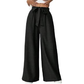 Floerns Women's Casual Wide Leg Baggy Pants Paperbag Waist Trousers with Pocket in Kuwait