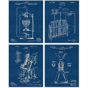 Vintage Science Lab Chemistry Patent Prints, 4 (8x10) Unframed Photos, Wall Art Decor Gifts Under 20 for Home Office College Man Cave School College Student Teacher Coach Product Engineer R&D Champion in Kuwait
