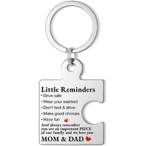 Gifts for 16 Year Old Son Daughter, Drive Safe Puzzle Keychain for Teens Boys Girls Daughter Son, New Driver Gifts for Birthday Christmas - Silver in Kuwait