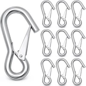 10 Pack 3/8 Inch Trailer Safety Chain Snap Hooks with Spring Loaded Latch, 880 Lbs Working Load Limit, Quick Release Hooks for Towing, Cargo Straps, Hand Winches & Industrial Use in Kuwait