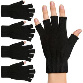 2 Pair Half Finger Gloves Winter Knit Touchscreen Warm Stretchy Mittens Fingerless Gloves in Common Size for Men and Women,black in Kuwait