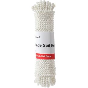 White Rope 1/4" 50ft Polyester Braided Rope for Sun Shade Sail, Clothes Line Outdoors, Flag Pole Camping Tent in Kuwait