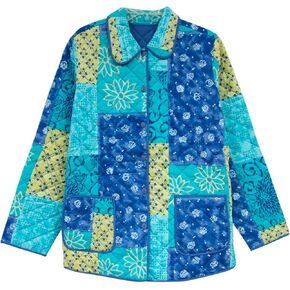 LA CERA Women's Quilted Printed Cotton Jacket, Collar, Button-Front, Front Pockets, Machine Wash Cold in Kuwait