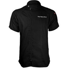 ChefsCloset Personalized Jamison Men's Short Sleeve Chef Coat – Embroidered Chef Jacket with Offset Zipper and Mesh Panels in Kuwait