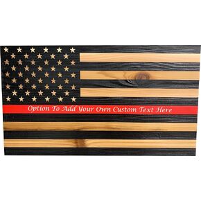 Bellewood Designs Customizable Wood Blue Line American Flag Wall Decor 18.5 x 10.5" Police Officer Wall Plaque for Graduates, Retiring Police, Honoring Years of Service Personalized American Flag in Four Styles (Blue Line) in Kuwait