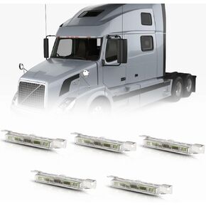5PCS VNL Top Lamp Clear LED Roof Cab Marker Lights Fit for Volvo VNL 2003-2017 Trucks 12V Top Marker Lamp White Color(White) in Kuwait