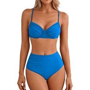 Jolefille النساء عالية الخصر بيكيني مجموعات Underwire رفع ملابس السباحة 2 قطعة البطن التحكم لباس سباحة المراهقين لباس سباحة 2026 in Kuwait