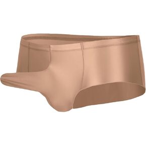 AUBIG سراويل داخلية قصيرة معدنية لامعة للرجال سراويل داخلية لامعة زيتية شفافة سراويل داخلية منخفضة الخصر in Kuwait