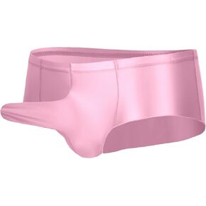 AUBIG سراويل داخلية قصيرة معدنية لامعة للرجال سراويل داخلية لامعة زيتية شفافة سراويل داخلية منخفضة الخصر in Kuwait