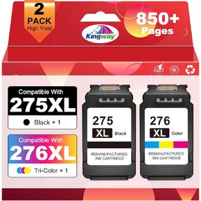 KINGWAY PG-275XL CL-276XL بديل لخراطيش الحبر Canon 275 و276 مجموعة كومبو PG 275 CL 276 275XL 276XL طابعات متوافقة مع PIXMA TR4720 TS3720 TS3722 TS3500 TS3522 TR4722 TR4700 (عبوتان) in Kuwait