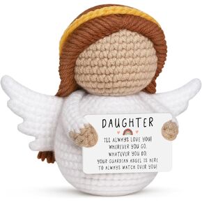 Easter Basket Essentials Stuffers for Teens Daughter Adult Kids, Handmade Crochet Guardian Angel, Graduation Mothers Day Birthday Encouragement Present from Mom Dad, Sympathy Comfort Spiritual Decor in Kuwait