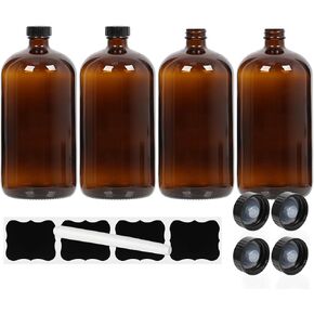 Starside 2 Pack - 1 Liter 32 Oz Glass Glass Bottles Boston Bottles with Air Stight Seal Phenolic Poly Cone Caps. حاويات زجاجية مثالية للتخمير الثانوي ، وتخزين kombucha ، والتخمير والعصير. in Kuwait