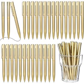 100Pcs Gold Slim Ballpoint Pens, 4 Inch Retractable Tiny Black Ink Ballpoint with 1 mm Medium Point, Bulk Metal Pen, Wedding Gold Pens for Wedding Favors, Guests, Office, Business, Teachers in Kuwait