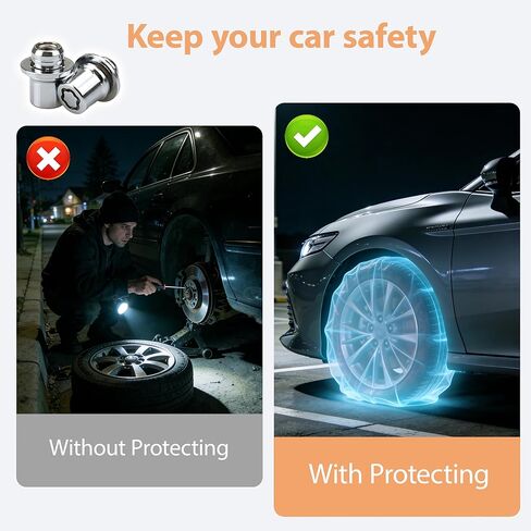 M12x1.5 Lug Nuts, 4 Pack Anti-Theft Chrome Wheel Lock Lug Nuts with 1 Key, Compatible with OEM 00276-00900, Fit for Toyota Camry Avalon Corolla RAV4 Highlander 4RUNNER & Lexus ES HS RC LS RX in Kuwait