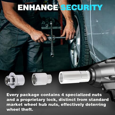 M12x1.5 Lug Nuts, 4 Pack Anti-Theft Chrome Wheel Lock Lug Nuts with 1 Key, Compatible with OEM 00276-00900, Fit for Toyota Camry Avalon Corolla RAV4 Highlander 4RUNNER & Lexus ES HS RC LS RX in Kuwait