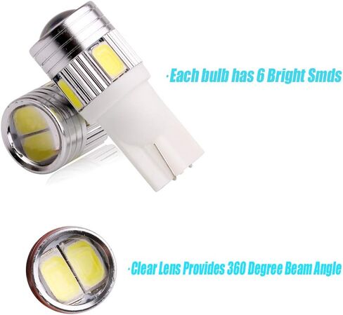 2Pc T10 (194) 6SMD Super White 6000k Backup/Reverse Light Compatible for 2012-2017 Volkswagen Passat in Kuwait